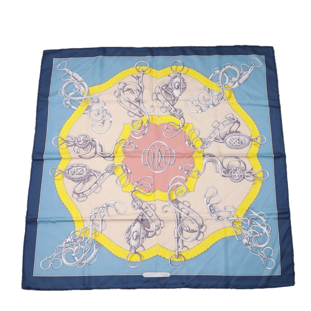 Hermes Authentic Blue Silk Scarf